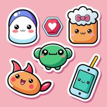 Imagem de Adesivos Kawaii para Crianças Decoração de Quarto e Cadernos Coleção de Personagens Fofos 50x50cm