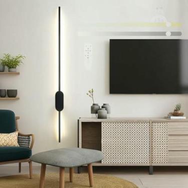 Imagem de WLHAZMWY Lâmpada de parede LED recarregável por USB com controle - Candeeiro de tira longa alimentado por bateria interna regulável, lâmpada preta moderna (100 cm, rena de Natal - Estilo 5)