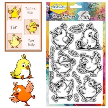 Imagem de CHGCRAFT Funny Birds Selos transparentes de animais engraçados, expressões exageradas, selos transparentes de silicone para fazer cartas, decoração de álbum de fotos, 11 x 16 cm