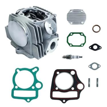 Imagem de Hauertzx Conjunto completo de cabeça de cilindro de 52,4 mm com vela de ignição e juntas para refrigerador de motor horizontal de 4 tempos TaoTao 110cc ATV Dirt Pit Bike Go Karts Quad 4 Wheeler Dune