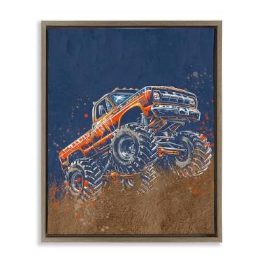 Imagem de Stupell Industries Arte de parede em tela flutuante preta My Jam Monster Truck, design de Kim Allen, 78 x 63 cm