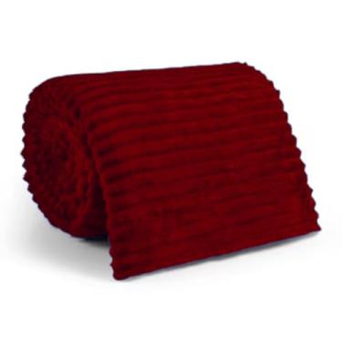 Imagem de Manta de Veludo Microfibra Canelada para Cama de Casal 200x180 cm – Macia, Quentinha e Confortável (Marsala)