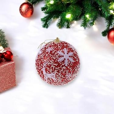 Imagem de Generic 1 peça de enfeites de bolas de Natal redondo de espuma de floco de neve vermelho 10 cm