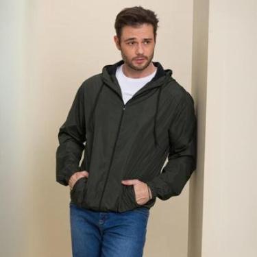 Imagem de Jaqueta Masculina Nylon Corta Vento Capuz Fixo Punho e Barra com Elástico Cordão-Masculino