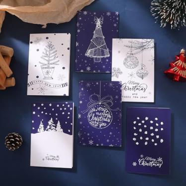 Imagem de Pacote com 6 cartões comemorativos de Feliz Natal com envelope design fofo tamanho pequeno padrão 5