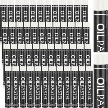 Imagem de Nezyo 48 peças de pastéis macios a óleo a granel, giz de cera de cor única, pastéis cremosos, conjunto de refil para artistas, iniciantes, pintura, desenho, mistura de graffiti (branco)