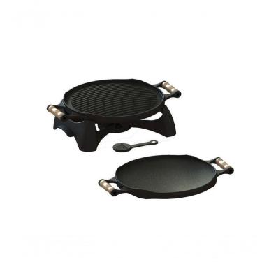 Imagem de Rechaud Bifeteira Redondo Dupla Face Ferro Fundido 33Cm.