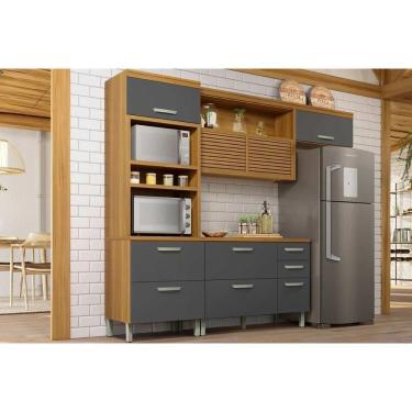 Imagem de Cozinha Modulada Nesher Princesa 3 Peças (1aéreo+1balcão+1paneleiro) C6p62 Freijo-grafite-nesher