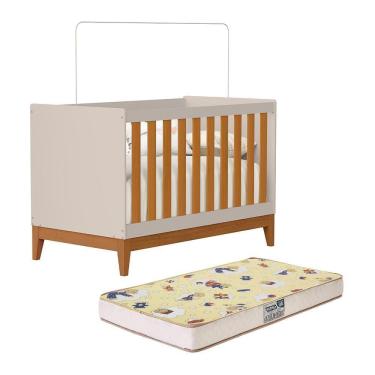 Imagem de Berço Americano Mini Cama Flip Areia Fosco-savana Com Colchão Supreme - Reller Móveis Areia Fosco-savana