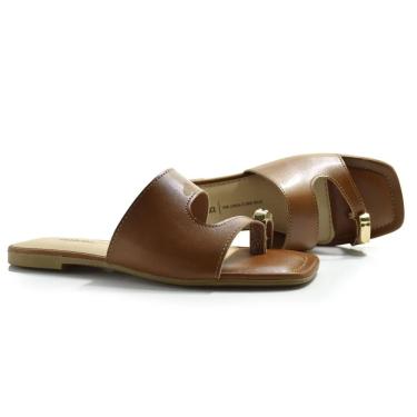 Imagem de Sandália Rasteira Feminina Dakota Atlantis Marrom Y9932