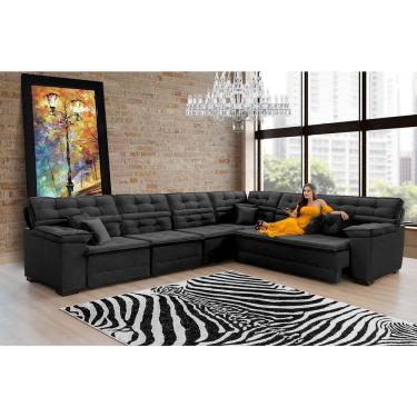 Imagem de Sofá Magno 3.97x2.57m De Canto, Retrátil E Reclinável - Preto