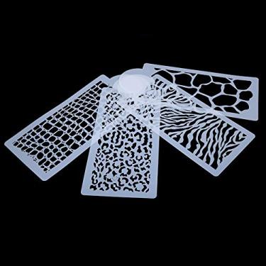 Imagem de HEEPDD Molde de Cozimento Conjunto de Estêncil de Bolo de Material Flexível de PVC de Qualidade Alimentar para Casamentos, Aniversários e Ocasiões Especiais Estênceis de Bolo de 4 Unidades, Estênceis de