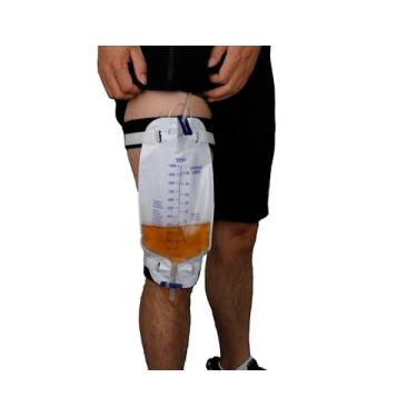 Imagem de Bolsa de perna para cateter de grau médico, capacidade de 1000 ml, alça ajustável alargada, sistema de coleta de urina à prova de vazamento para cuidados domésticos e uso hospitalar, 10 pacotes