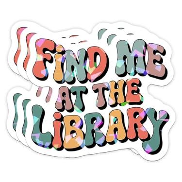 Imagem de (3 peças) Find Me at The Library Retro Librarian Reading Book Lover Reading Sticker Cute Readers Adesivo holográfico para laptop, copo, Kindle, garrafa de água, caderno de 7,6 cm