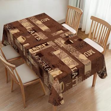 Imagem de ZYPHORIEL Toalhas de mesa retangulares com tema de café, latte, toalha de mesa de jantar de cozinha decorativa para mesas retangulares, toalha de mesa lavável para festa 137 x 182 cm