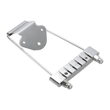 Imagem de JWQFBC Ponte com Suporte para Cordas para Guitarras de 6 Cordas – Substituição Direta de Acessórios para Instrumentos Musicais, Como Guitarras Jazz Archtop, Prata