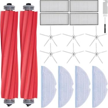 Imagem de Pacote com 18 peças de reposição para Roborock S7Max Ultra, S7Pro Ultra, S7, S 7+, S7MaxV, S7MaxV Plus, S 7MaxV Ultra Robot Vacuum, 2 escovas de rolo, 4 filtros, 6 escovas laterais, 4 panos de