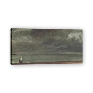 Imagem de Impressão em tela Beach In BrightonJohn Constable: artista da Royal Academy, paisagem britânica clássica do século XIX 50 x 100 cm emoldurada