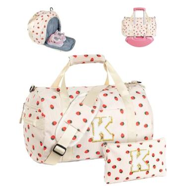 Imagem de Vogewood Presente para crianças de 3, 4, 5, 6, 7, 8, 9, 10, 11 e 12 anos, bolsa de ginástica, bolsa de viagem inicial com bolsa de maquiagem, Bege, Small, K