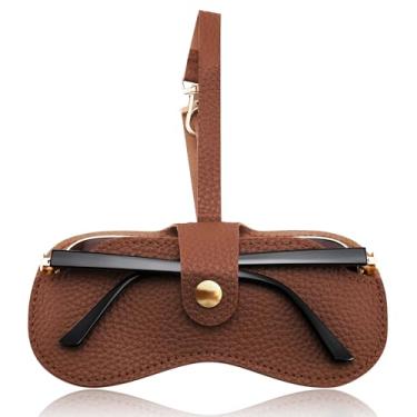 Imagem de Estojo de óculos de sol de couro macio - Alça de pulso fina e portátil com fecho para óculos de sol para viagens e atividades ao ar livre, Marrom, tamanho �nico