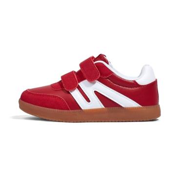 Imagem de LUCKY STEP Tênis infantil clássico retrô com sola de chiclete da moda, tênis escolar, tênis de skate para meninas e meninos, com gancho e laço, calçados infantis casuais antiderrapantes, Vermelho, 16