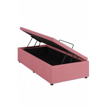 Imagem de Cama Box Baú Solteiro Blindado Diversas Cores - (88x188x42) (Suede Rosa)