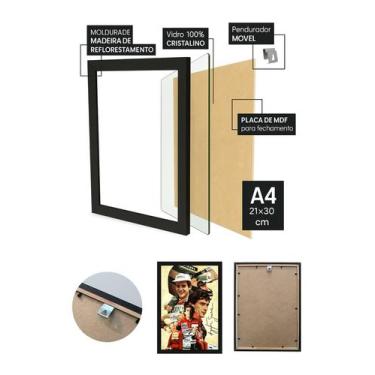 Imagem de Quadro Ayrton Senna Veloz com Vidro e Moldura Preta Tam:A4 - Spark Loj