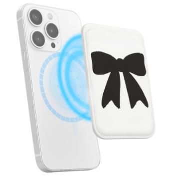 Imagem de Suporte magnético para iPhone, carteira fina de couro PU, capa para cartão, capa traseira para cartão, acessório de telefone fofo