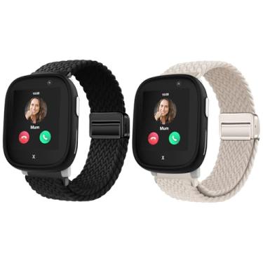 Imagem de Harikiri Pacote com 2 pulseiras magnéticas de tecido compatíveis com Xplora X6/X6 Pro/Anio 6, respirável, ajustável, multicolorido, Amazonita