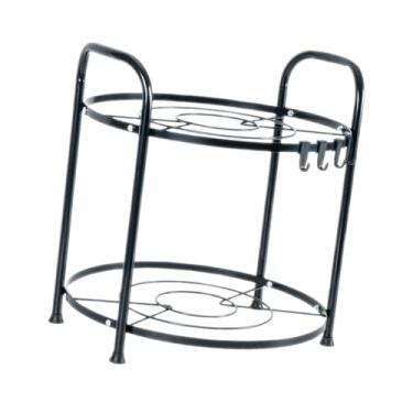 Imagem de IEUDNS Organizador de panelas e frigideiras, prateleira de cozinha, multicamadas de metal, redonda, para armário, escorredor de panelas, despensa, 2 Níveis