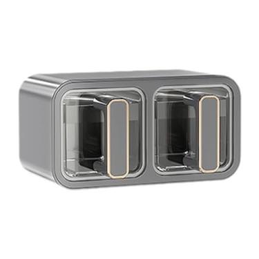 Imagem de Seasoning Box Wall Mounted Condiment Jar Spice Canisters with Spoons for Chicken Stock Powder Kitchen Counter Pantry Families, 3 Grid White(2 Grid Gray)