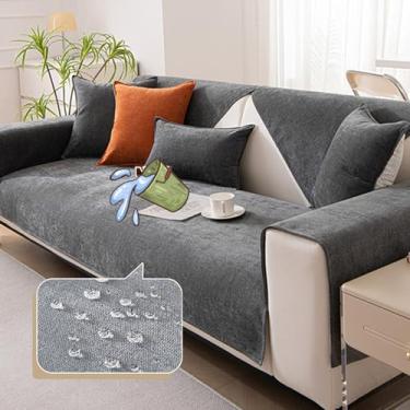 Imagem de HGTRH Capas de sofá secionais em forma de L, impermeáveis e laváveis, capas de sofá para almofada de 3 assentos, capa de sofá à prova d'água e camada de barreira de urina cinza escuro 110 x 110