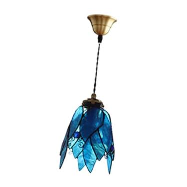 Imagem de IEUDNS Luz de decoração de teto leve pendente iluminação de decoração rústica lustre lustre, Blue 16cmx225cm