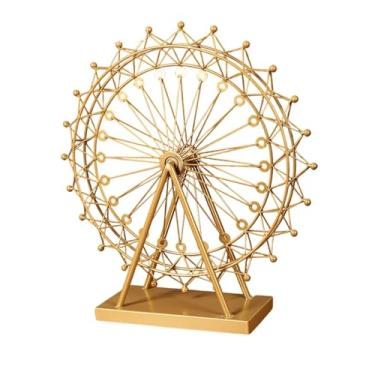 Imagem de BLWOTMOR Escultura Decorativa Giratória em Forma de Roda, Artesanato em Metal, Roda de Mesa para Loja, de Entrada, Estante, Decoração de Escritóri, Estilo C