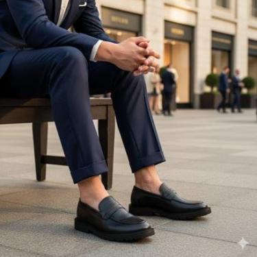 Imagem de Sapato Mocassim em Couro Legítimo Masculino Loafer Artesanal de Alta Qualidade-Masculino