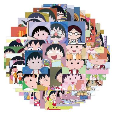 Imagem de Pacote de adesivos Chibis Marukochanss Anime 48 unidades para decoração de carros