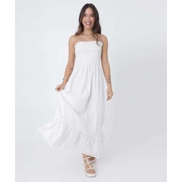 Imagem de Vestido Longo Feminino sem alça Brilho Lurex Ma-96714 - Marisa, Branco
