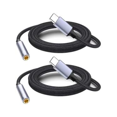 Imagem de Pacote com 2 adaptadores USB C para conector de fone de ouvido, cabo adaptador USB-c para fone de ouvido de 3,5 mm, compatível com telefone 17 Pro Max/16/15, Samsung Galaxy S25 Ultra/S24/S23, Pixel