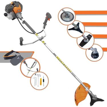 Imagem de Cortador de Grama À Gasolina Tekna RL430P 43cc 1,7HP 2T Completa Com Carretel de Nylon + Faca 2 Pontas + Faca 3 Pontas + Faca 40 Dentes de Vídea