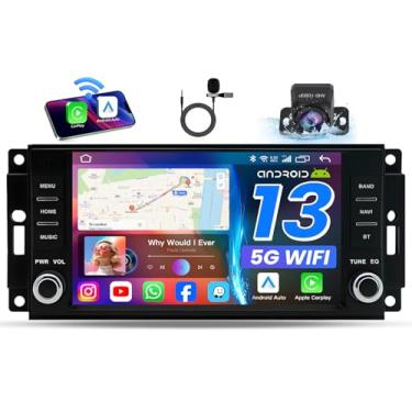 Imagem de Rádio estéreo de carro para Dodge Avenger Challenger 2008-2014: para Dodge Ram 1500 2500 3500 2009-2012, tela sensível ao toque de 7 polegadas com câmera de backup sem fio CarPlay Android Auto GPS FM