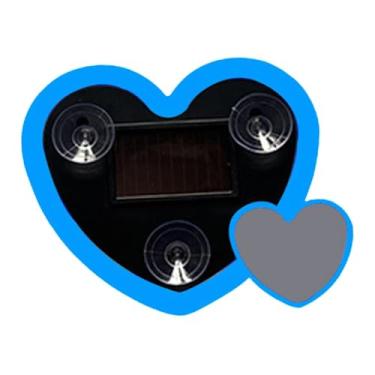 Imagem de predolo Luz ambiente LED em formato de coração para carro, moderna, com energia solar e modos selecionáveis ​​para decoração de janelas traseiras e laterais, Azul Escuro