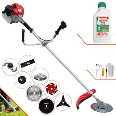 Imagem de Roçadeira Anmax Cg430p 43cc + 6 Facas + Escova + Óleo Stihl