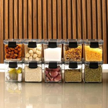 Imagem de Mini Potes Selados Para Armazenar Condimentos de Cozinha, Projetados Para Caber Perfeitamente em ArmáRios de PláStico Para FáCil Acesso Sem Sujar As MãOs.(10 Potes)