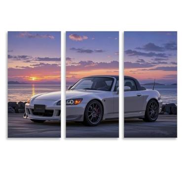 Imagem de HouLaiZhe Pôster clássico JDM Car S2000 Sunrise Arte de parede em tela para sala de estar, quarto, decoração de casa, decoração de escritório, pôsteres de pintura (30 x 60 cm) × 3