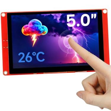 Imagem de ELECROW Tela ESP32 800 × 480, tela sensível ao toque LCD HMI ESP32 RGB TFT, processador LX6 dual-core de 32 bits, até 240 MHz, compatível com Arduino, LVGL, PlatformIO, MicroPython (sem caixa de