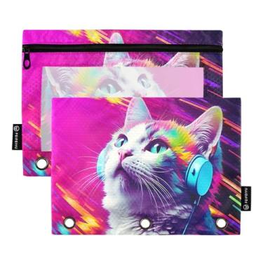 Imagem de Wassud Art Cat Pacote com 2 Pastas de Fichário com 3 Furos, Pasta Organizadora de Fichários para Casa, Escritório