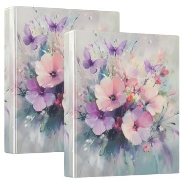 Imagem de xigua 3 fichários redondos para buquê floral aquarela, comporta 200 folhas, à prova d'água, tamanho carta, 3 argolas com bolsos internos transparentes de PVC e clipe de metal antiderrapante, pacote