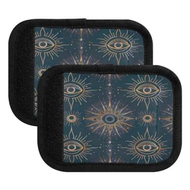 Imagem de Qilmy Mysterious Tribe Sun Eye Bagagem Handle Wrap Pacote 2 Identificadores de Bagagem Identificadores de Bagagem Conforto Pegas Capa para Carrinho de Viagem Bolsa Mala Avião Acessórios de Viagem 665