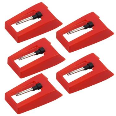 Imagem de Nextpal 5 agulhas de substituição para toca-discos, caneta giratória compatível com Victrola Crosley e ION Vinyl Players, agulha de substituição de ponta de diamante para fonógrafo (vermelho)