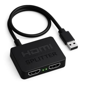 Imagem de Divisor HDMI 1x2 4K – Splitter Duplicador de Tela com 2 Saídas Simultâneas e Amplificador de Sinal, Compatível com TV, Monitor, Notebook, PS4, PS5 e TV Box